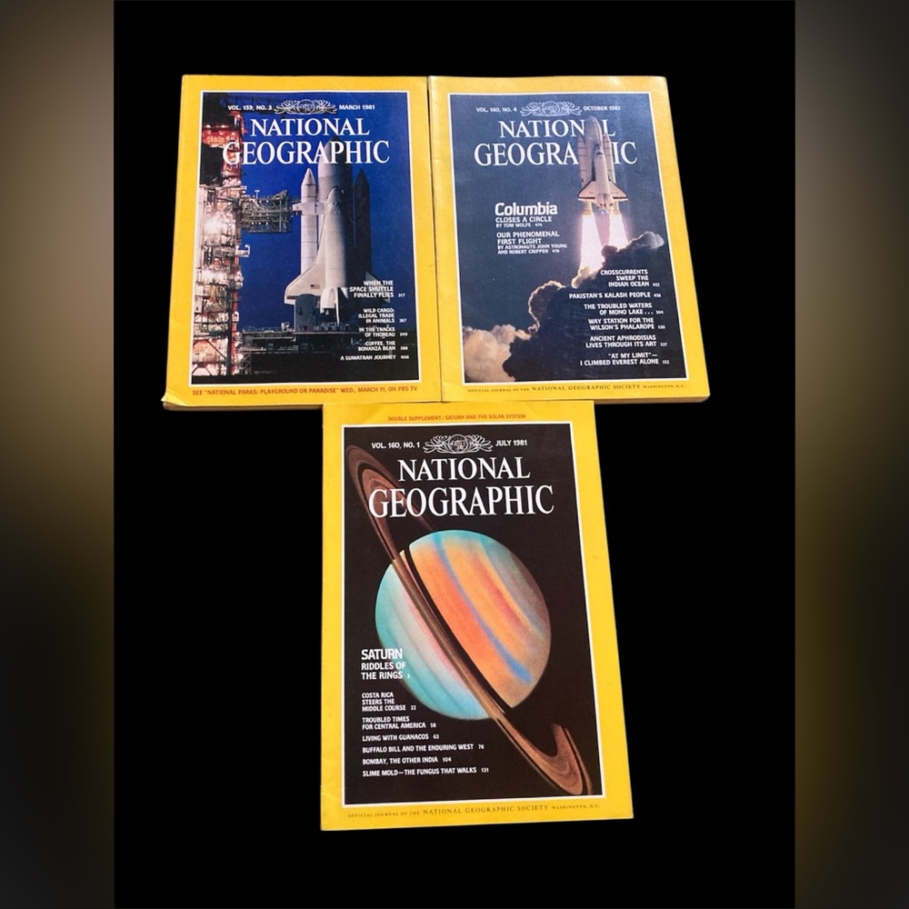 1981 copies of National Geographic Magazines about Space